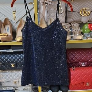 Express Navy Blue Sequin Tank Top